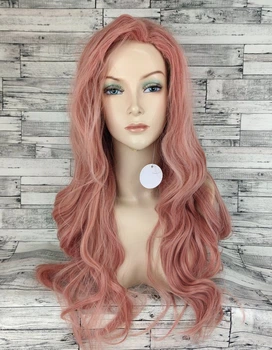Парик женский розовый волнистый с челкой и пробором Dallies wig (3478)