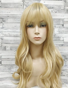 Парик длинный блонд волнистый с пробором и челкой "Dallies wig" (7798)