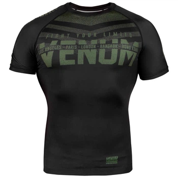 Рашгард Venum Signature Rashguard Short Sleeves Black Khaki Exclusive (VENUM-03654-200-S)