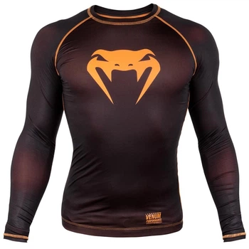 Компрессионная футболка Venum Contender 3.0 Compression T-shirt Long Sleeves Black/Orange (VENUM-03135BO-S)
