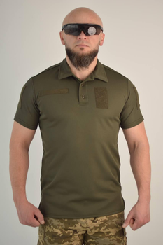 Футболка поло тактическая 48 размер M мужская военная армейская футболка ПОЛО POLO олива хаки для ВСУ