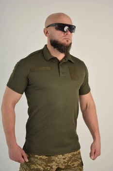 Футболка поло тактическая 54 размер XXL мужская военная армейская футболка ПОЛО POLO олива хаки для ВСУ