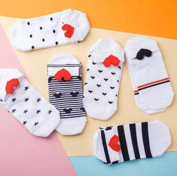 Жіночі короткі бавовняні шкарпетки NiceSocks із Сердечками, 6 пар/36-40р.