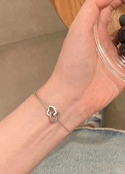 Женский браслет Два Сердца (592) Серебряный 22см No Brand