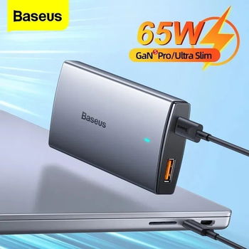 Блок живлення Baseus GaN5 65W Ultra Slim для MacBook/Huawei/Samsung/Asus/Google/Lenovo