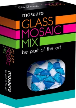 Скляна мозаїка Mosaaro Мозаїчний мікс: блакитний, білий, блакитний з блискітками (MA5001)