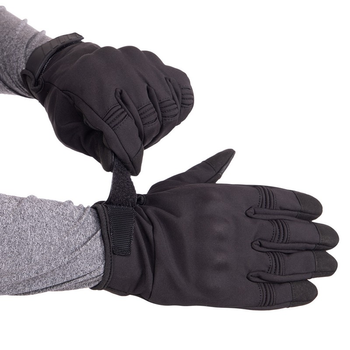 Тактичні рукавички із закритими пальцями на флісі Чорні розмір M