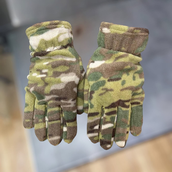 Рукавички зимові флісові пальцеві, Мультикам, розмір універсальний, тактичні рукавички зимові