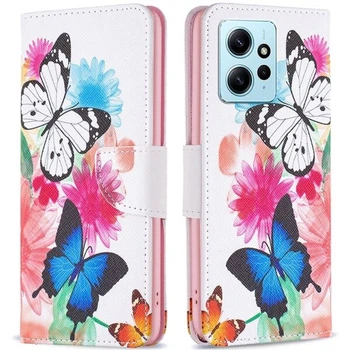 Чехол с рисунком Deexe Color Wallet для Xiaomi Redmi Note 12 - Two Butterflies
