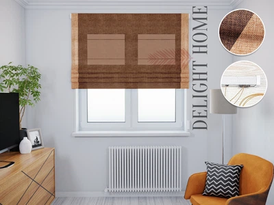 Римская штора система Light I&H Лен Файн Шоколад с боковыми кантами 40*170 см