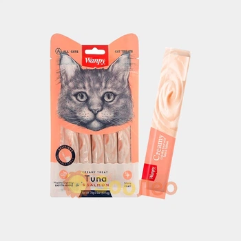 Жидкое лакомство для кошек WANPY Creamy Treat Tuna&Salmon тунец с лососем, 14 г (5 шт)