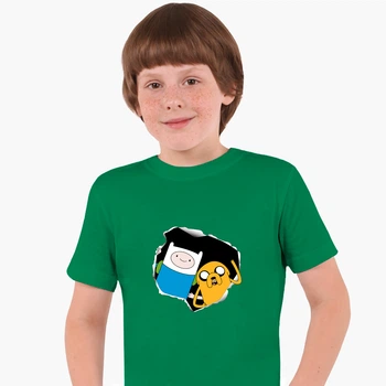 Детская футболка Время Приключений Финн и Джейк пес (Adventure Time Finn & Jake the dog) (25186-1581) 134-140 см Хлопок Зеленый
