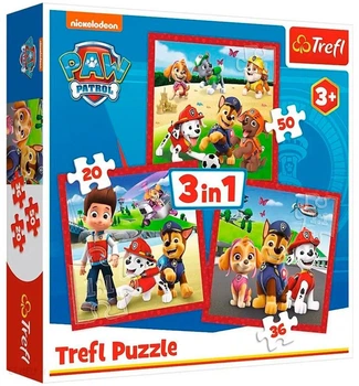 Пазли Trefl 3 в 1 - Цуценячий патруль. Веселі цуценята / Viacom PAW Patrol, 20, 36, 50 елементів (34867)