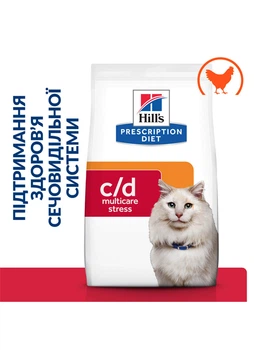 Сухой корм Hills Feline C/D Urinary Stress Feline Chicken для предотвращения повторного проявления признаков ИЦК у кошек 1,5 кг