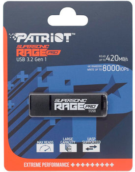 Pendrive Patriot Rage Pro 512 GB USB 3.2 Czarny (PEF512GRGPB32U)