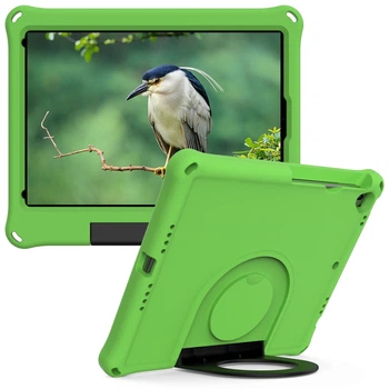 Чехол STR EVA Apple iPad 7 (10.2" экран) детский с кольцом для ношения и подставкой Green
