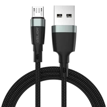 Кабель зарядний USB USLION microUSB — USB (2m) 3 А дріт швидкого заряджання для телефона Чорний