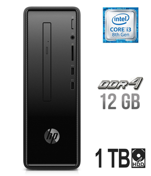 Неттоп HP Slim 290-p0100ng USFF / Intel Core i3-8100 (4 ядра по 3.6GHz) / 12GB DDR4 / 128GB SSD + 750GB HDD / UHD Graphics 630 / USB 3.1 / HDMI б/у