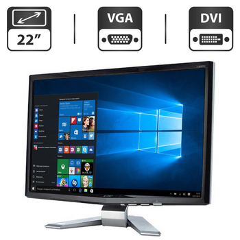 Монитор Б-класс Acer P223W / 22" (1680x1050) TN / VGA, DVI / VESA 100x100 + Кабели в комплекте б/у