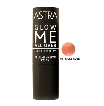Кремовый хайлайтер в стике Astra Glow Me All Over - 02 Silky Rose Розовый