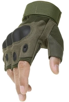Тактические перчатки без пальцев Армейские беспалые военные тактические перчатки Размер M Зеленые (Олива)