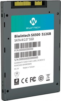 Накопичувач SSD BiwinTech SX500 512GB 2.5" SATAIII TLC 3D NAND (52S3A9Q#G)