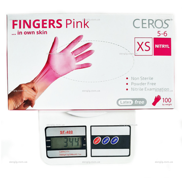 Нитриловые перчатки Ceros Pink, плотность 3.5 г. - розовые (100 шт) XS (5-6)