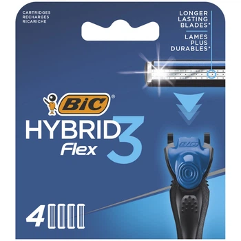 Змінні картриджі для гоління (леза) чоловічі BIC Flex 3 Hybrid 4 шт. (3086123480926)