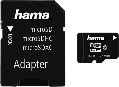 Hama microSDHC 16GB Class 10 + adapter (108088)