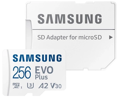 Karta pamięci Samsung Evo Plus microSDXC 256GB UHS-I U3 V30 A2 + adapter SD (MB-MC256KA/EU)