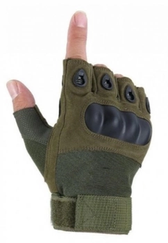 Тактичні рукавички без пальців Тактичні рукавички безпалі Розмір L Зелений (олива)