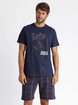 Піжама (футболка + шорти) чоловіча бавовняна Admas Lois 60956 S Темно-синя (8433623649288)