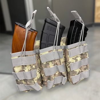 Армійський підсумок на 3 автоматних магазини YAKEDA, сумка на 3 магазини для АК, піксель Нато