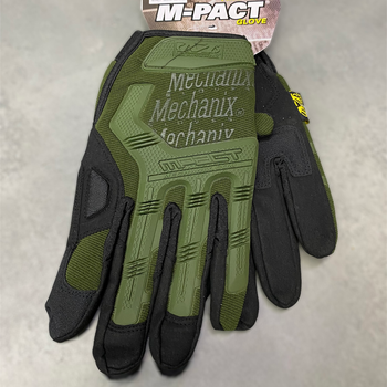 Перчатки тактические Mechanix M-Pact, Олива, размер L, сенсорные, усиленные