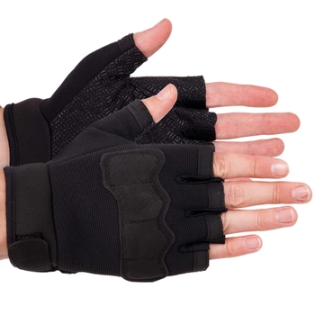 Перчатки тактические с открытыми пальцами SP-Sport BC-8789 р-р L, цвет Черный