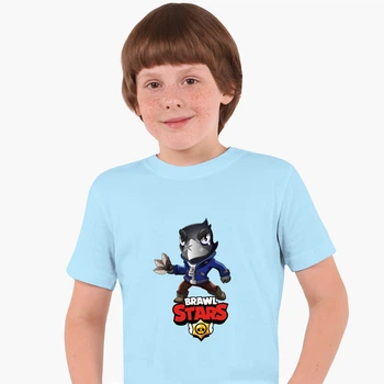 Детская футболка Бравл Старс Ворон (Brawl Stars Crow) (25186-1059) 122-128 см Хлопок Голубой