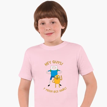 Дитяча футболка Час Пригод Фінн і Джейк пес (Adventure Time Finn & Jake the dog) (25186-1579) 88-104 см Бавовна Рожевий