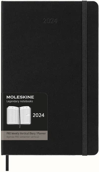 Щотижневик Moleskine Вертикальний PRO 2024 13 х 21 см 288 сторінок Чорний (8056598856590)