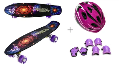 Скейт Penny Best Board LED 22" со светом Шлем + защита с регулировкой Purple/Black (G26482364844648)