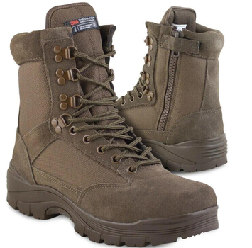 Ботинки тактические демисезонные Mil-Tec Side zip boots на молнии Коричневые 12822109 размер 40