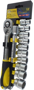 Набор торцевых головок СТАЛЬ 70088 с трещоткой 1/2" 12 шт (BP89628)