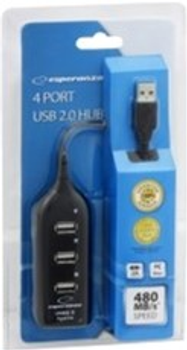 Hub USB Esperanza USB-A - 4x USB 2.0 Czarny (EA116)