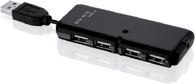 USB-хаб iBox 4x USB 2.0 480 Mbit/s Black (IUHT008C)