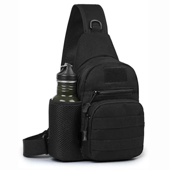 Мужская сумка-слинг через плечо с регулируемой ручкой и местом для шеврона (черная)