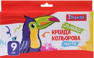 Мел 1 Вересня Jumbo Zoo Land Цветной 9 шт (5056137153596)