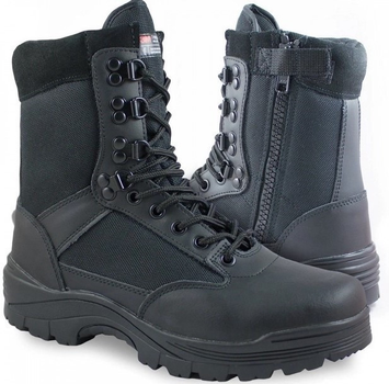 Ботинки тактические демисезонные черные Mil-Tec Side zip boots на молнии 12822102 размер 43