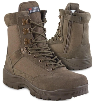 Черевики тактичні демісезонні Коричневі Mil-Tec Side zip boots на блискавці 12822109 розмір 45