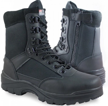 Черевики тактичні чорні демісезонні Mil-Tec Side zip boots на блискавці 12822102 розмір 46