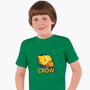 Детская футболка Бравл Старс Ворон желтый (Brawl Stars Crow yellow) (25186-1028) 158-164 см Хлопок Зеленый