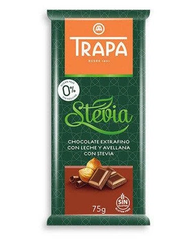 Шоколад без цукру молочний із фундуком, Trapa stevia, 75 г